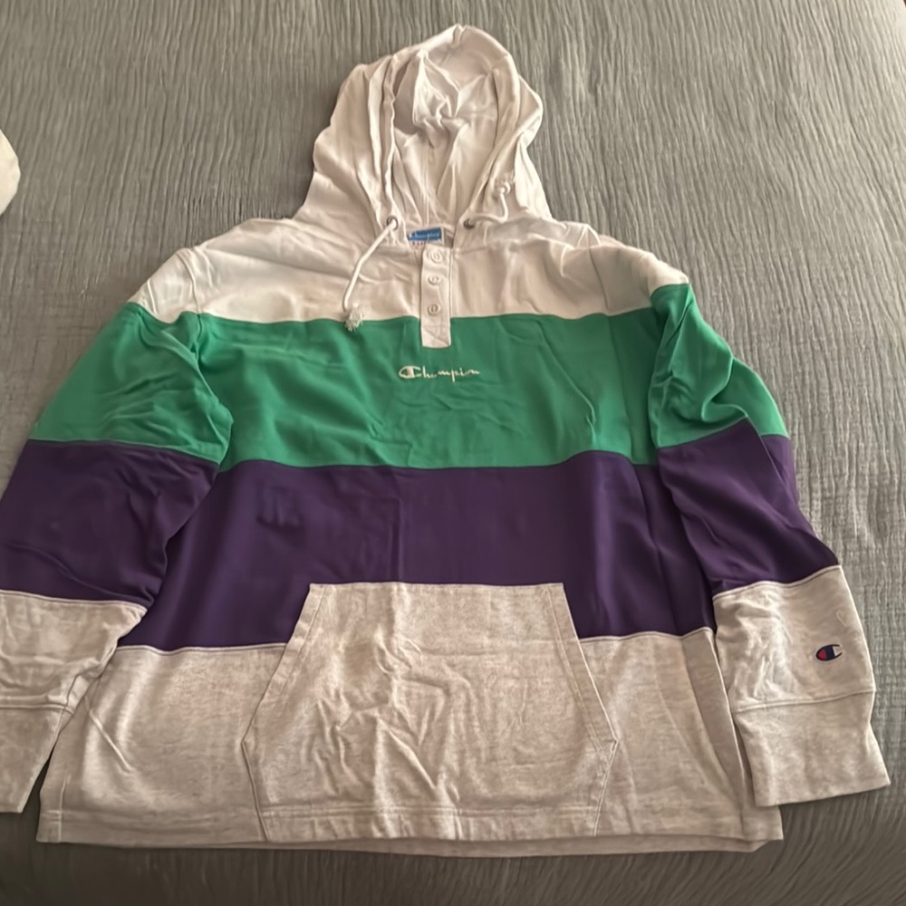 Champion Multicolor Hoodie with Green and Purple
